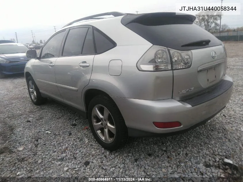 2004 Lexus Rx 330 VIN: JTJHA31U440058344 Lot: 40864811