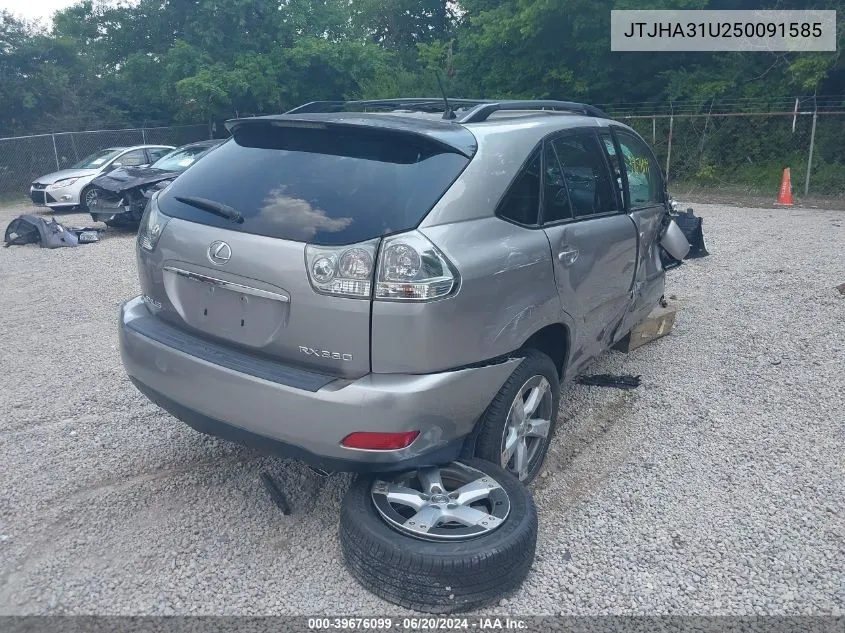 2005 Lexus Rx 330 VIN: JTJHA31U250091585 Lot: 39676099