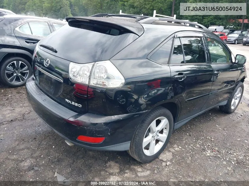 2005 Lexus Rx 330 VIN: JTJGA31U650054924 Lot: 39922752