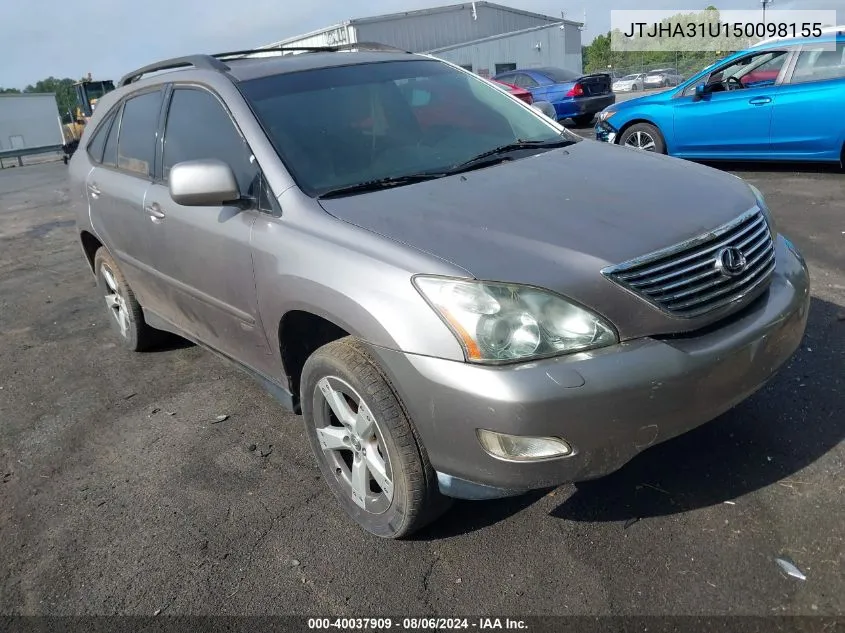 2005 Lexus Rx 330 VIN: JTJHA31U150098155 Lot: 40037909