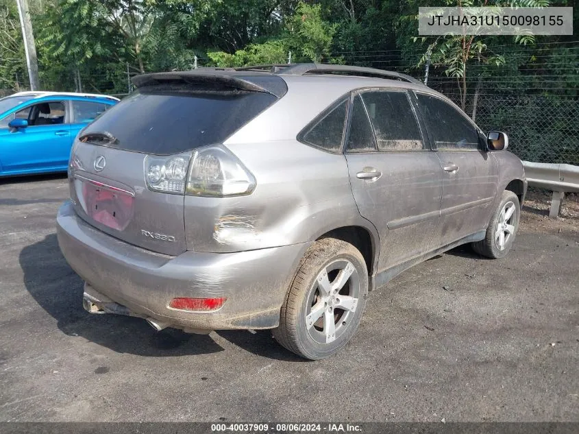 2005 Lexus Rx 330 VIN: JTJHA31U150098155 Lot: 40037909