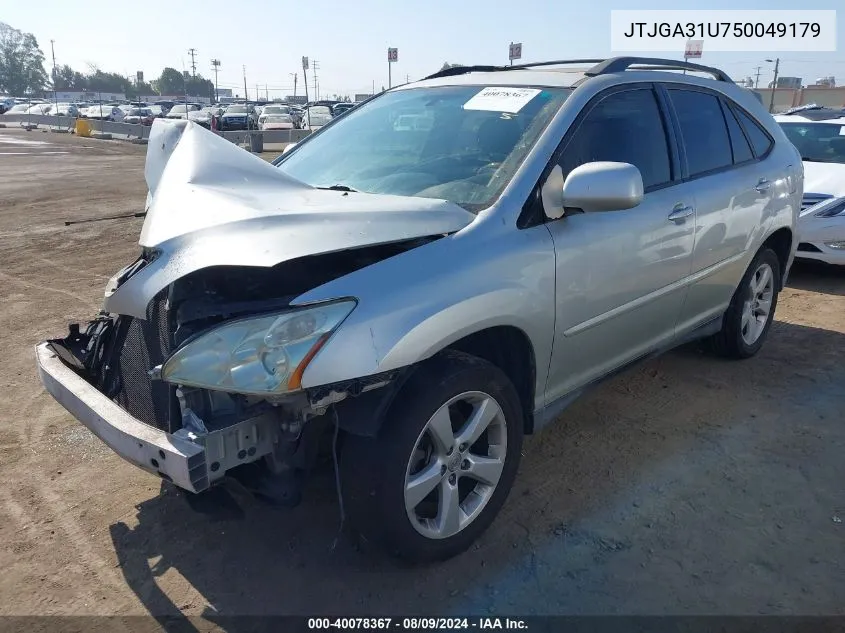 2005 Lexus Rx 330 VIN: JTJGA31U750049179 Lot: 40078367