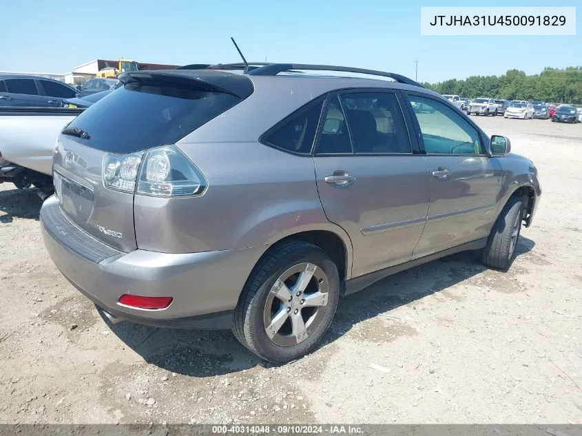 2005 Lexus Rx 330 VIN: JTJHA31U450091829 Lot: 40314048