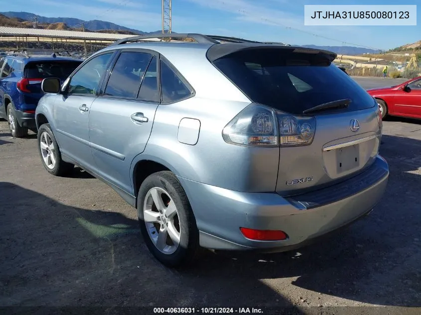 2005 Lexus Rx 330 VIN: JTJHA31U850080123 Lot: 40636031