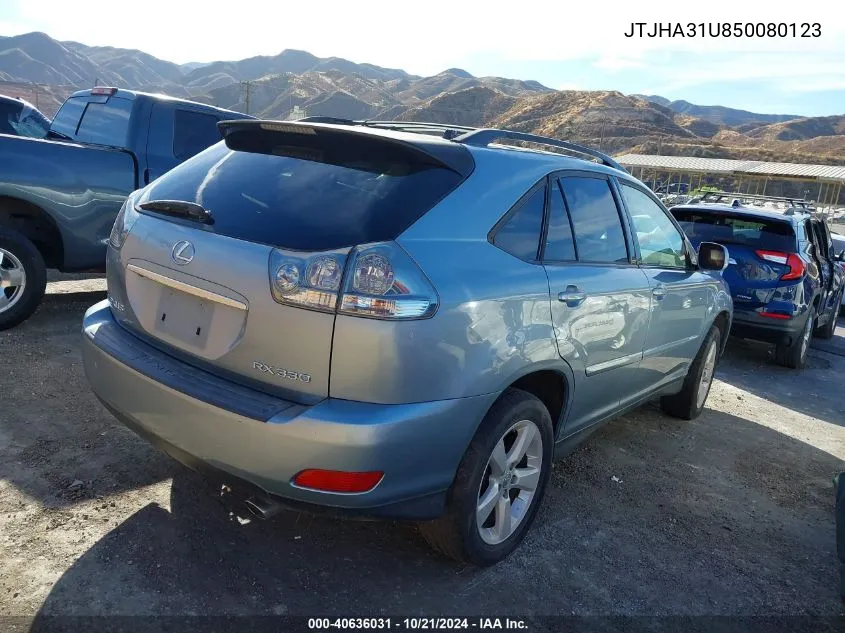 2005 Lexus Rx 330 VIN: JTJHA31U850080123 Lot: 40636031