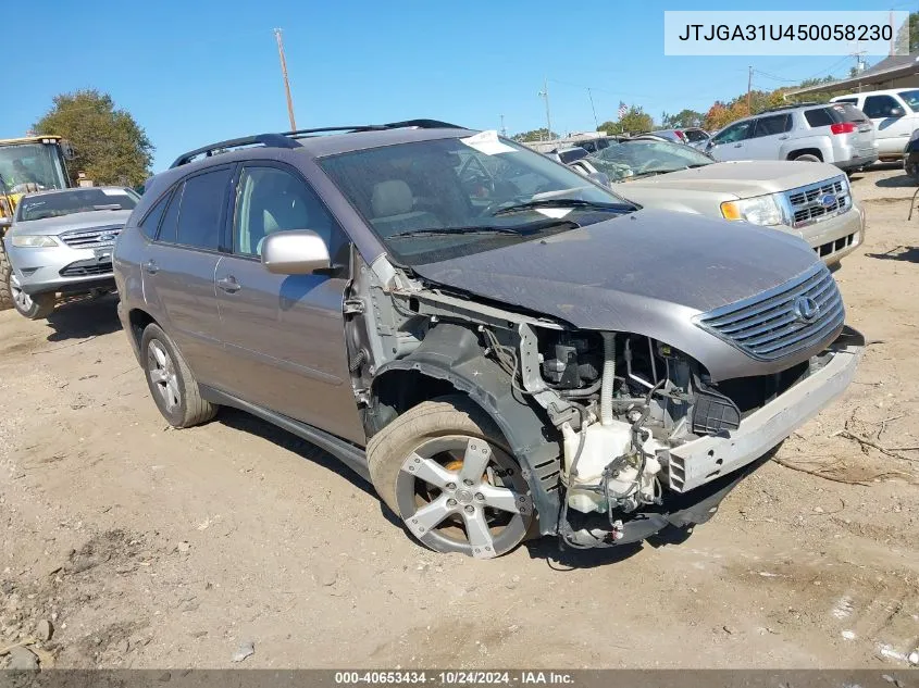 2005 Lexus Rx 330 VIN: JTJGA31U450058230 Lot: 40653434