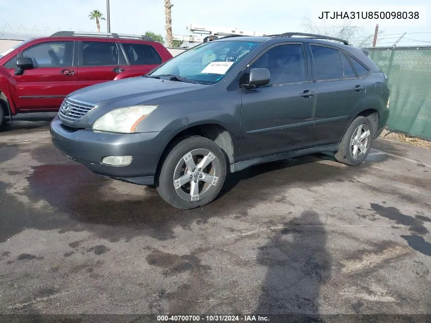 2005 Lexus Rx 330 VIN: JTJHA31U850098038 Lot: 40700700