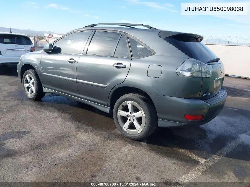 2005 Lexus Rx 330 VIN: JTJHA31U850098038 Lot: 40700700