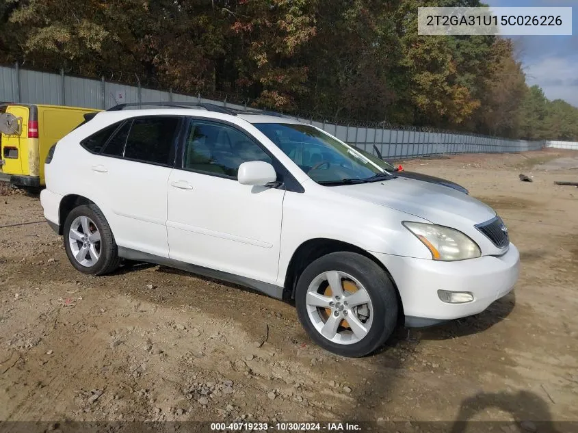 2005 Lexus Rx 330 VIN: 2T2GA31U15C026226 Lot: 40719233