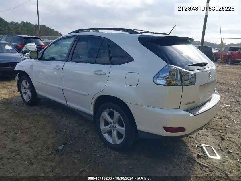 2005 Lexus Rx 330 VIN: 2T2GA31U15C026226 Lot: 40719233