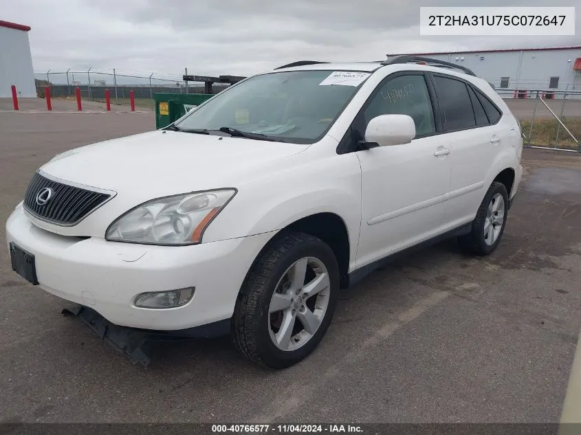 2005 Lexus Rx 330 VIN: 2T2HA31U75C072647 Lot: 40766577