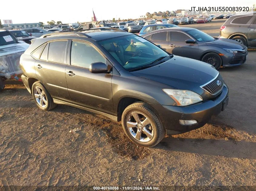 2005 Lexus Rx 330 VIN: JTJHA31U550083920 Lot: 40768058