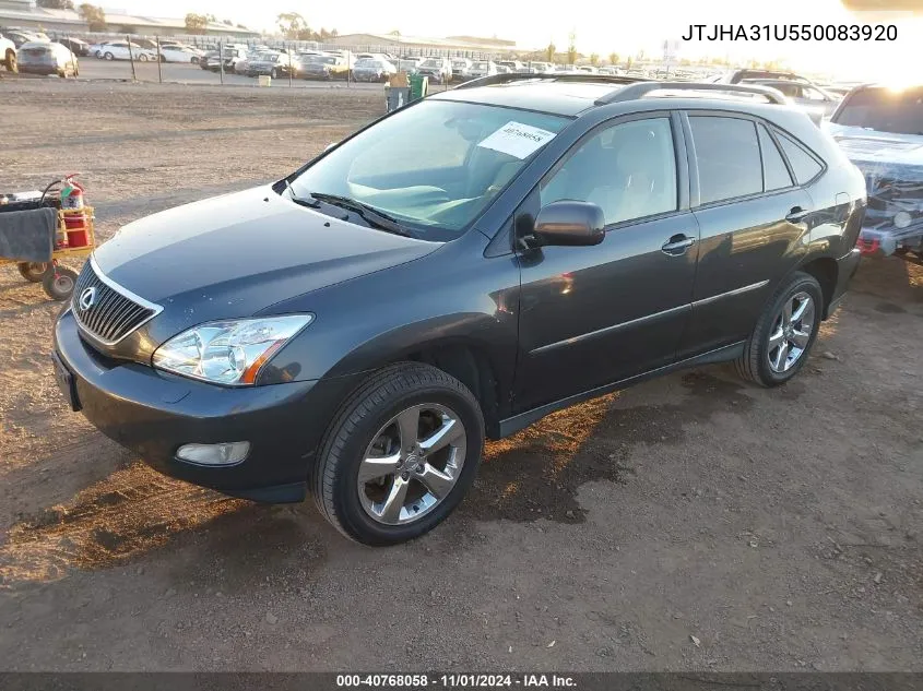 2005 Lexus Rx 330 VIN: JTJHA31U550083920 Lot: 40768058