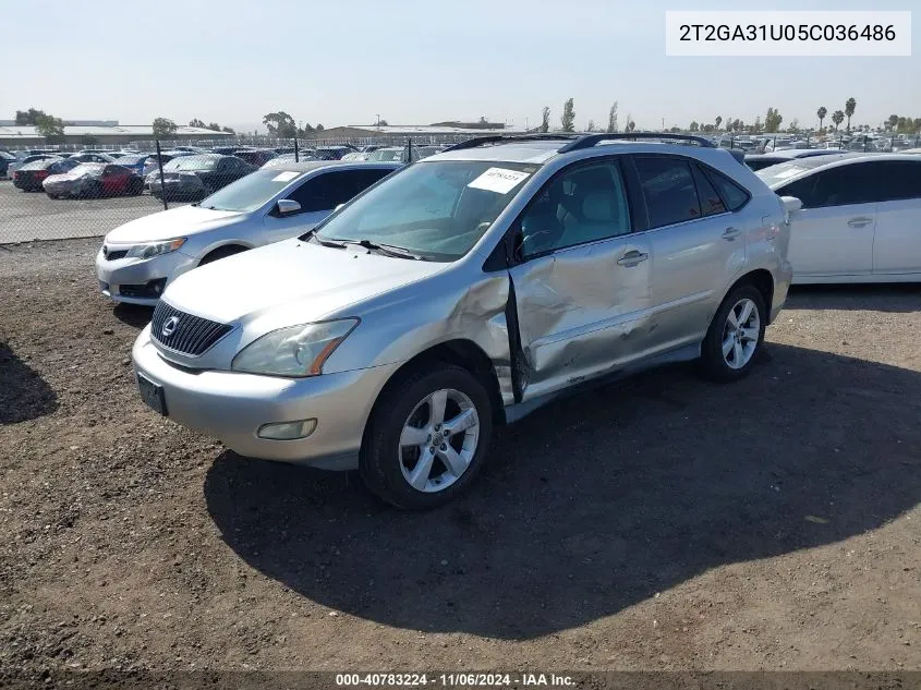 2005 Lexus Rx 330 VIN: 2T2GA31U05C036486 Lot: 40783224