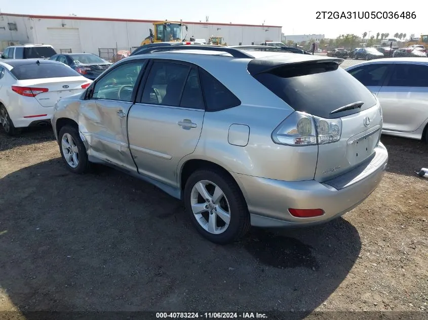 2005 Lexus Rx 330 VIN: 2T2GA31U05C036486 Lot: 40783224