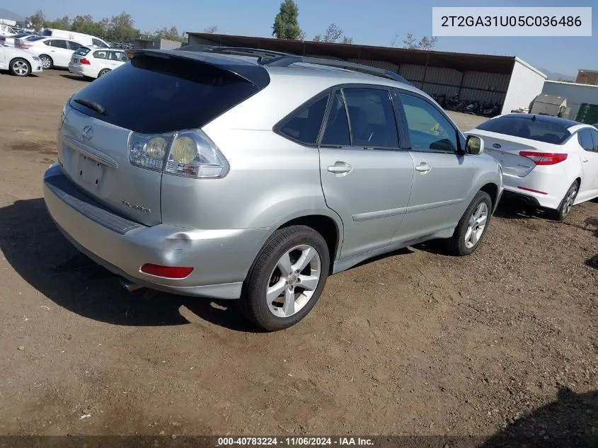 2005 Lexus Rx 330 VIN: 2T2GA31U05C036486 Lot: 40783224