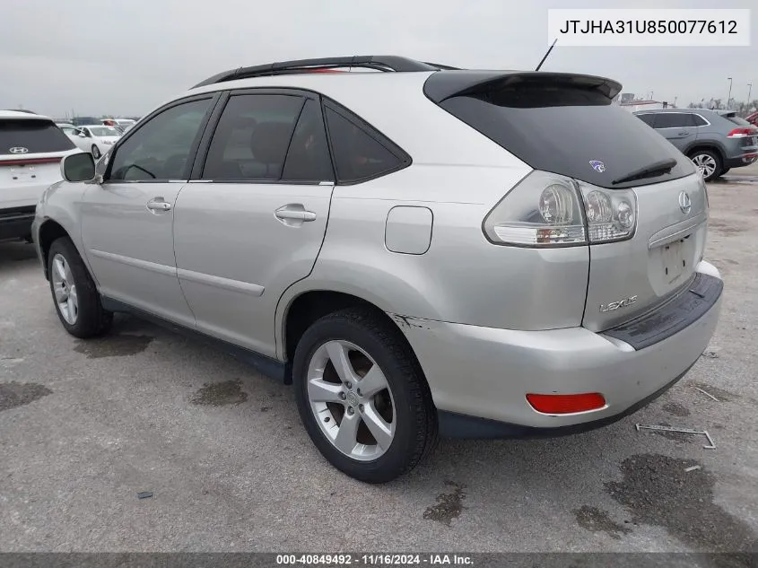 2005 Lexus Rx 330 VIN: JTJHA31U850077612 Lot: 40849492