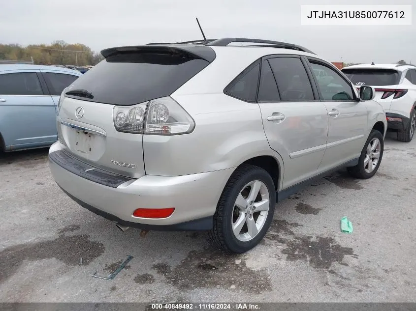 2005 Lexus Rx 330 VIN: JTJHA31U850077612 Lot: 40849492