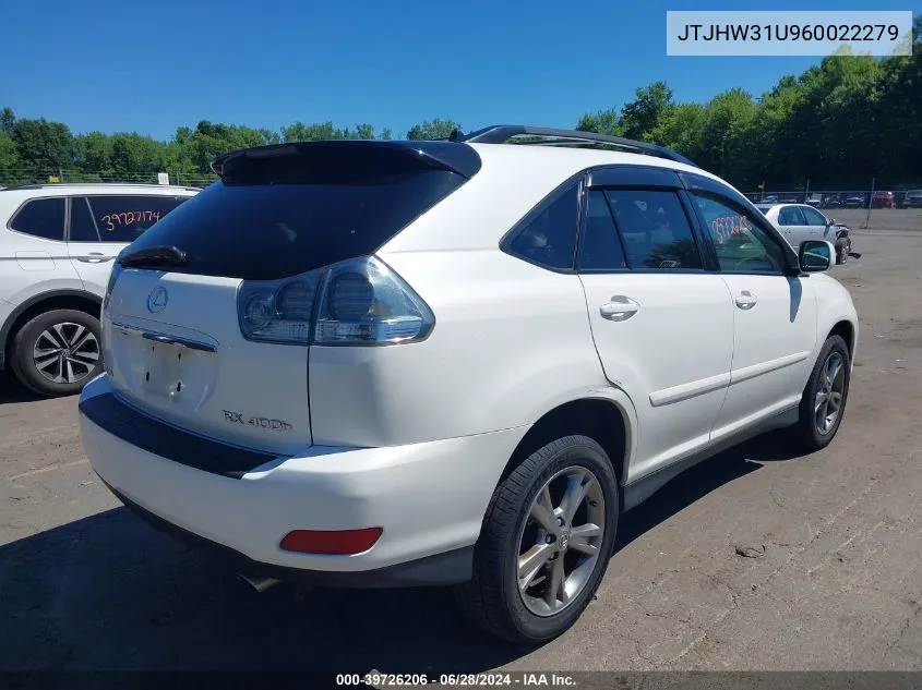 2006 Lexus Rx 400H VIN: JTJHW31U960022279 Lot: 39726206