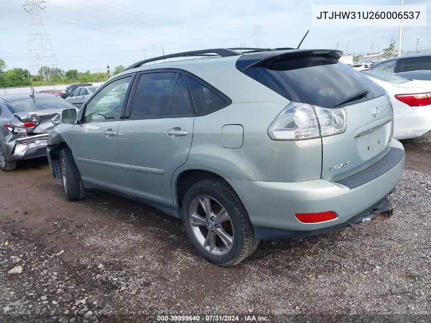 2006 Lexus Rx 400H VIN: JTJHW31U260006537 Lot: 39999640