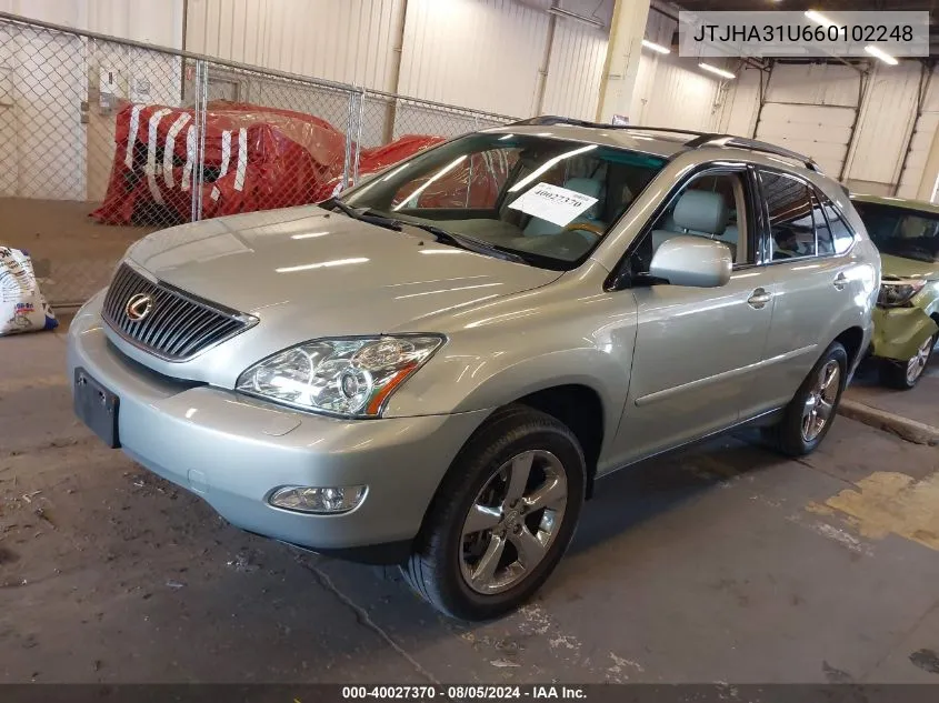 2006 Lexus Rx 330 VIN: JTJHA31U660102248 Lot: 40027370