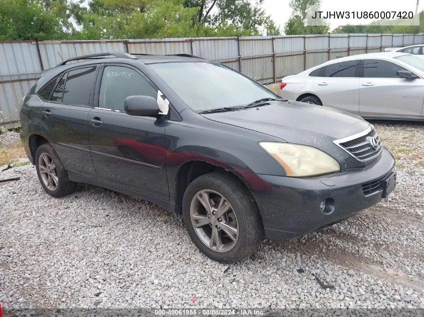 2006 Lexus Rx 400H VIN: JTJHW31U860007420 Lot: 40061955