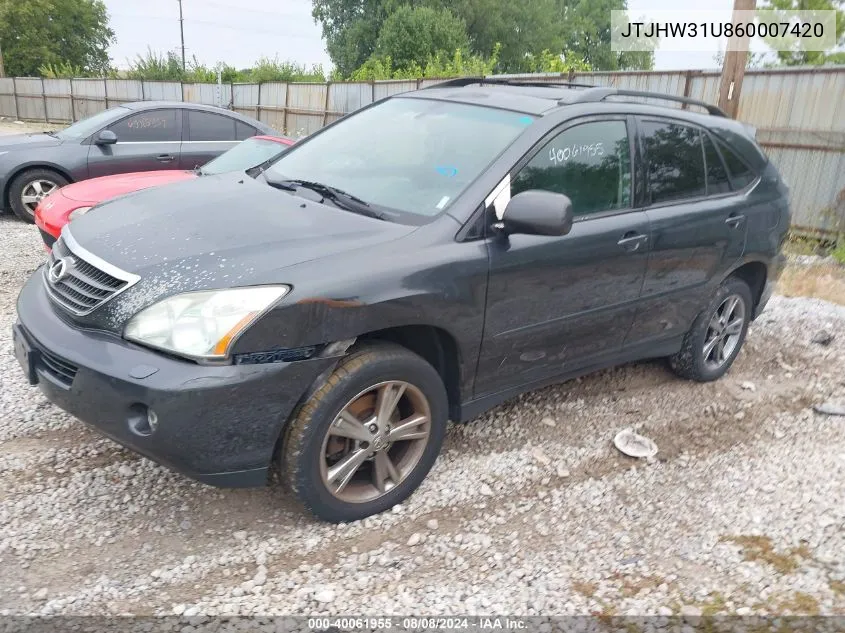 2006 Lexus Rx 400H VIN: JTJHW31U860007420 Lot: 40061955