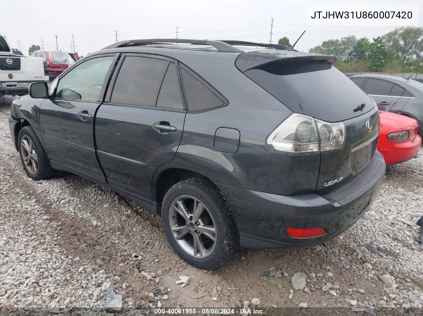 2006 Lexus Rx 400H VIN: JTJHW31U860007420 Lot: 40061955