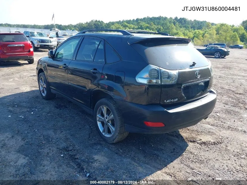 2006 Lexus Rx 400H VIN: JTJGW31U860004481 Lot: 40082179