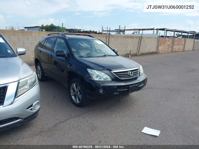 2006 Lexus Rx 400H VIN: JTJGW31U060001252 Lot: 40166235