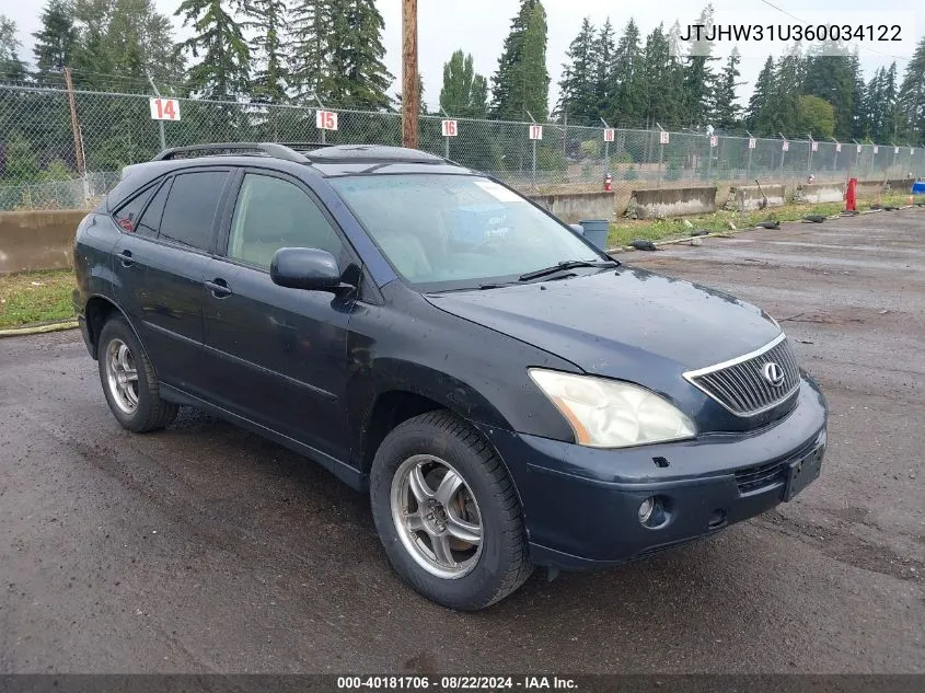 2006 Lexus Rx 400H VIN: JTJHW31U360034122 Lot: 40181706