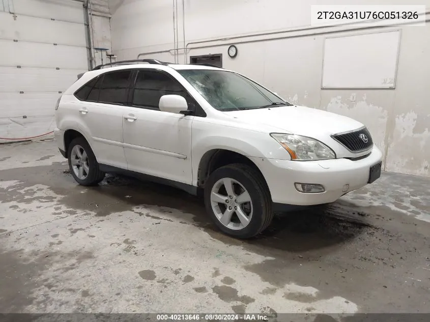 2006 Lexus Rx 330 VIN: 2T2GA31U76C051326 Lot: 40213646