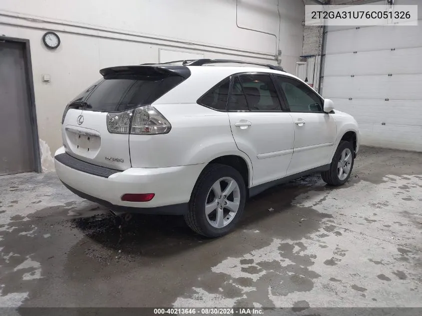 2006 Lexus Rx 330 VIN: 2T2GA31U76C051326 Lot: 40213646