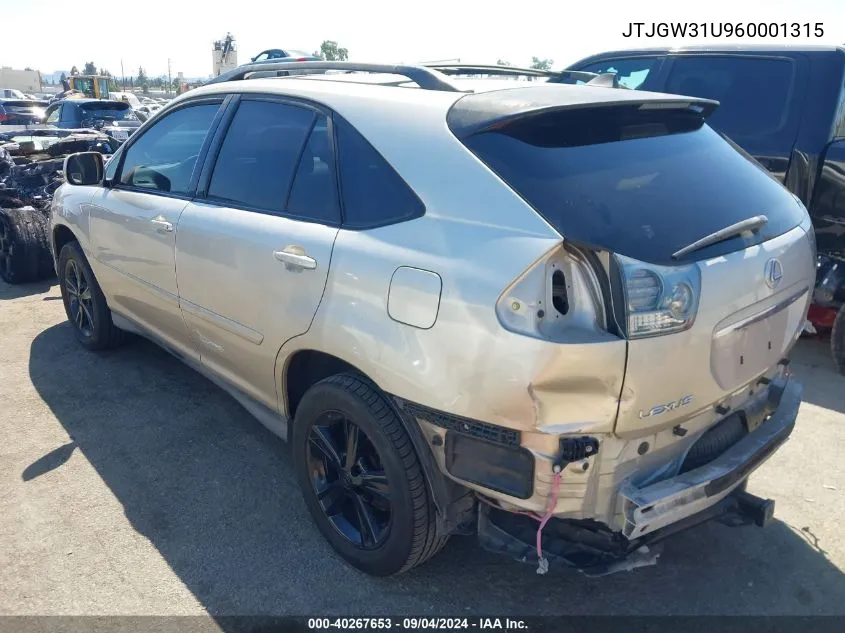 JTJGW31U960001315 2006 Lexus Rx 400H