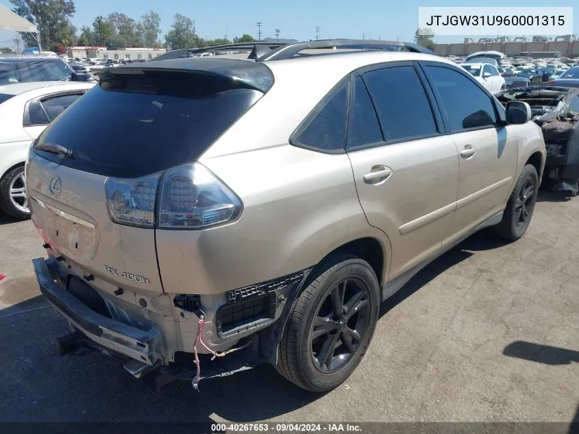 JTJGW31U960001315 2006 Lexus Rx 400H