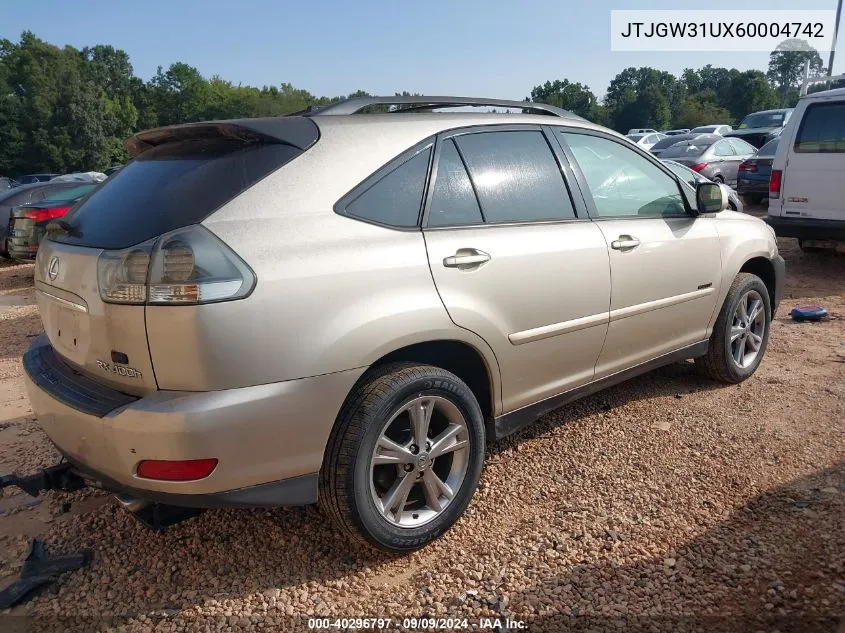 2006 Lexus Rx 400H VIN: JTJGW31UX60004742 Lot: 40296797