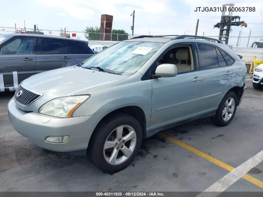 2006 Lexus Rx 330 VIN: JTJGA31U160063788 Lot: 40311920