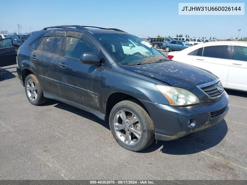 2006 Lexus Rx 400H VIN: JTJHW31U660026144 Lot: 40353970