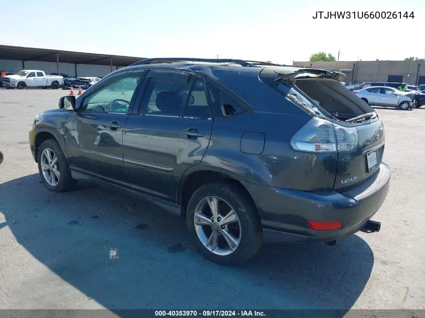 2006 Lexus Rx 400H VIN: JTJHW31U660026144 Lot: 40353970