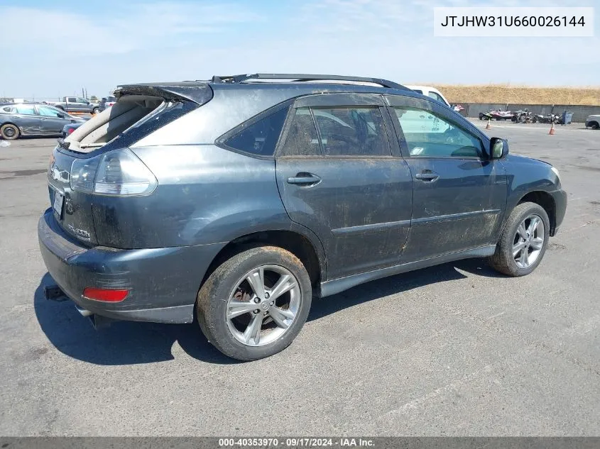 2006 Lexus Rx 400H VIN: JTJHW31U660026144 Lot: 40353970