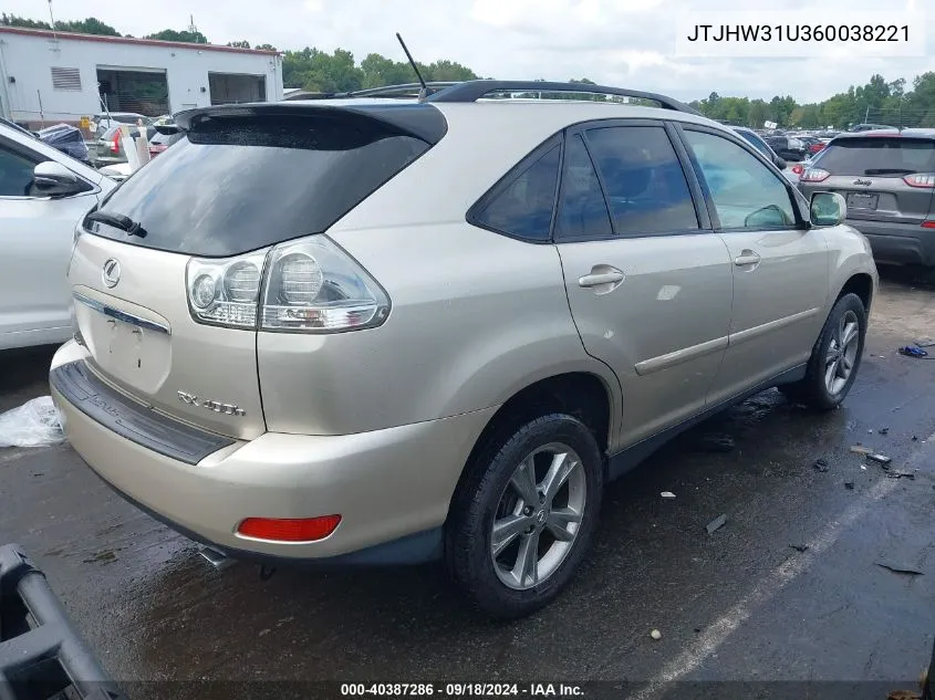 2006 Lexus Rx 400H VIN: JTJHW31U360038221 Lot: 40646189