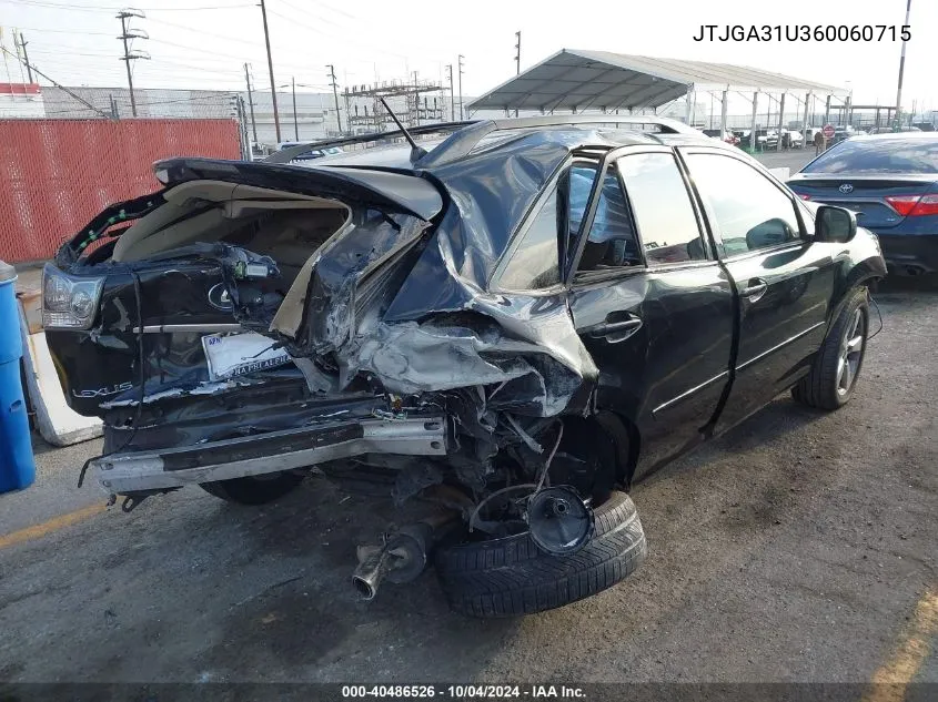 2006 Lexus Rx 330 330 VIN: JTJGA31U360060715 Lot: 40486526