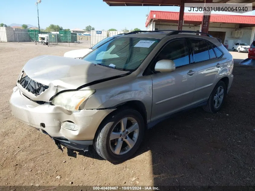 2006 Lexus Rx 330 VIN: JTJGA31U860064940 Lot: 40489467