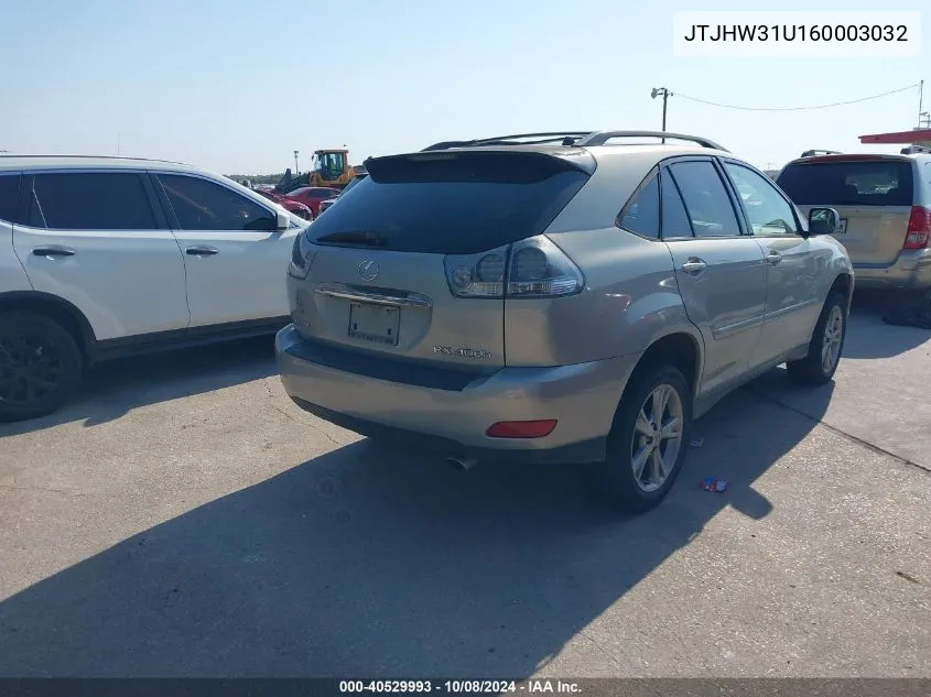 2006 Lexus Rx 400H VIN: JTJHW31U160003032 Lot: 40529993