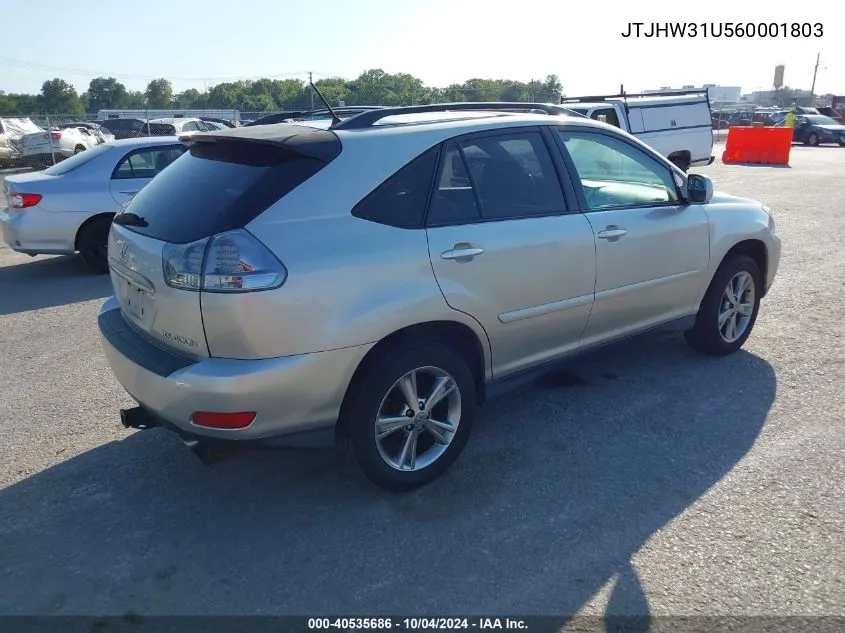 2006 Lexus Rx 400H VIN: JTJHW31U560001803 Lot: 40535686