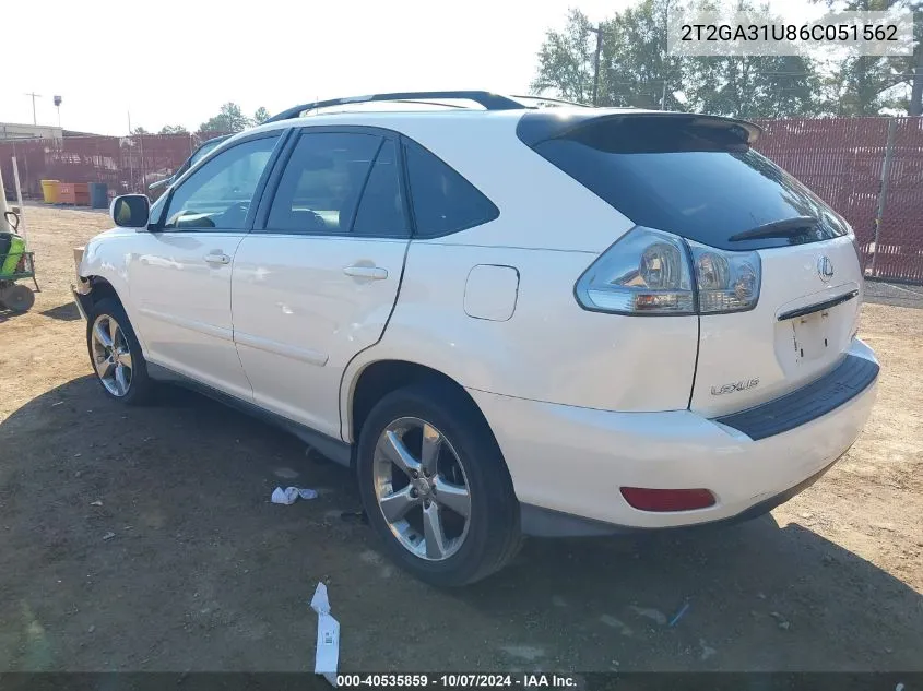 2006 Lexus Rx 330 VIN: 2T2GA31U86C051562 Lot: 40535859