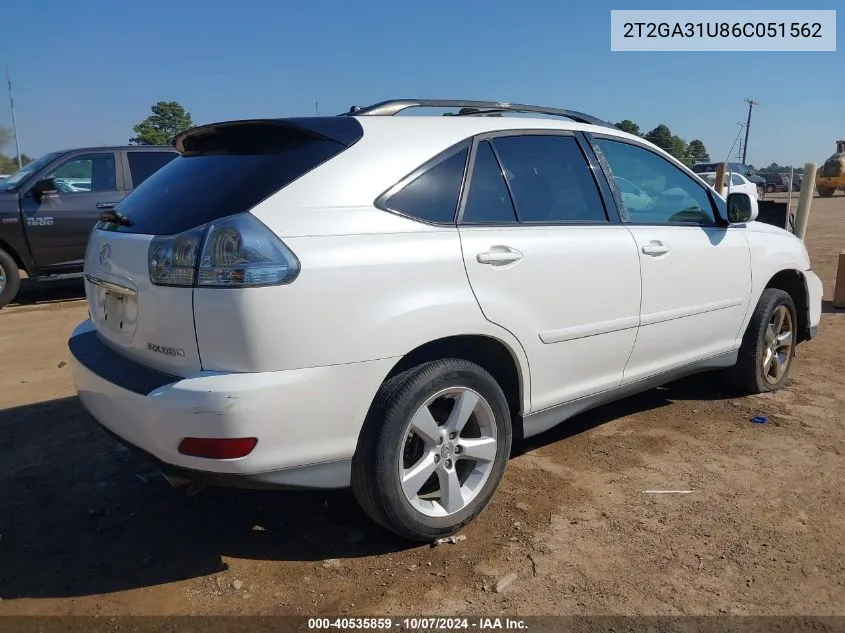 2006 Lexus Rx 330 VIN: 2T2GA31U86C051562 Lot: 40535859