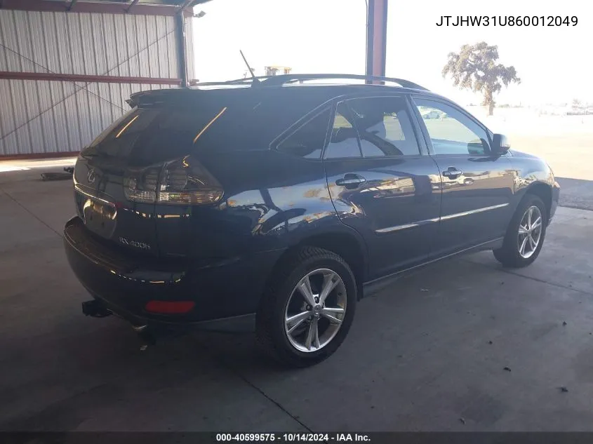 2006 Lexus Rx 400H VIN: JTJHW31U860012049 Lot: 40599575