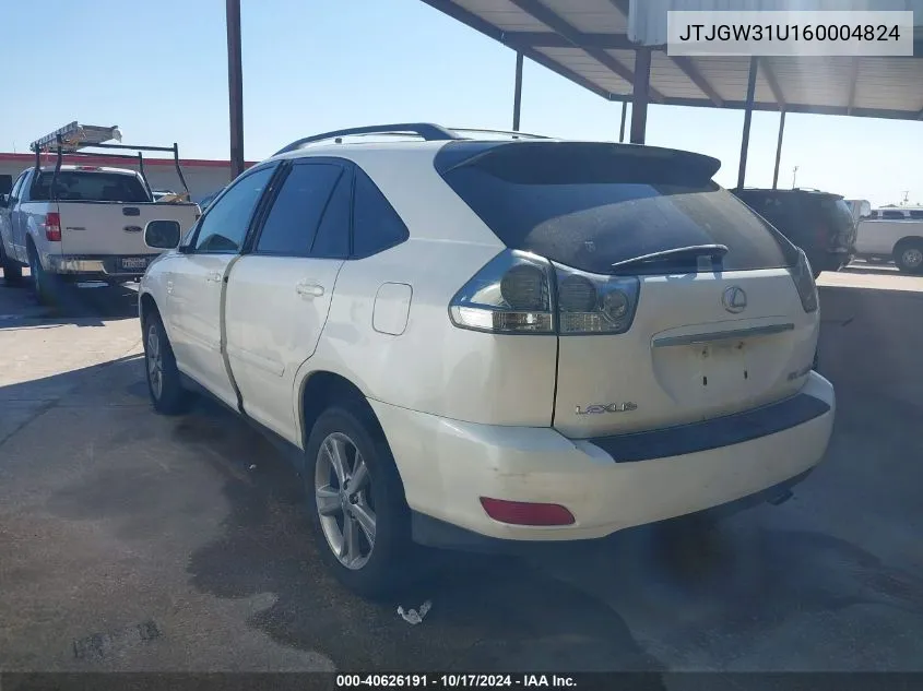 2006 Lexus Rx 400H VIN: JTJGW31U160004824 Lot: 40626191