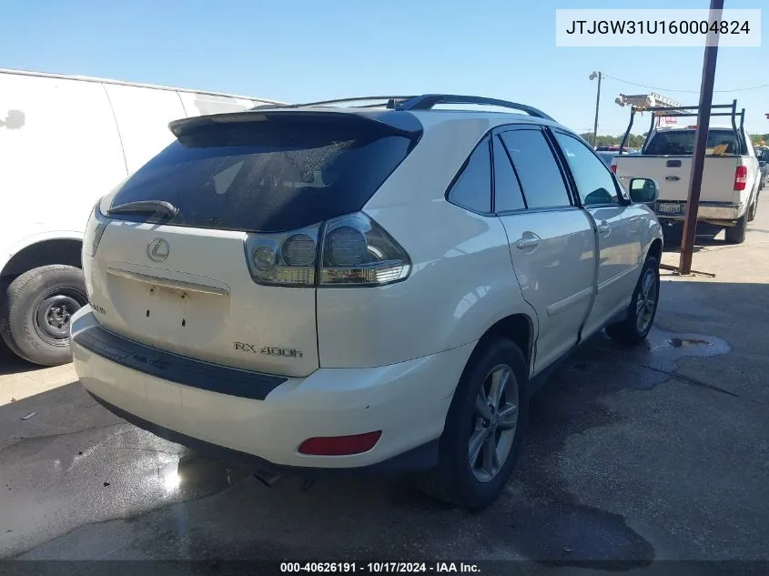 2006 Lexus Rx 400H VIN: JTJGW31U160004824 Lot: 40626191